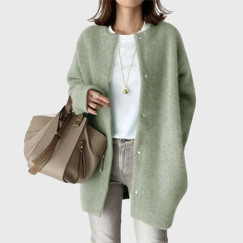 Leonie | Kaschmir Cardigan Lang Knopfleiste Elegant Strick
