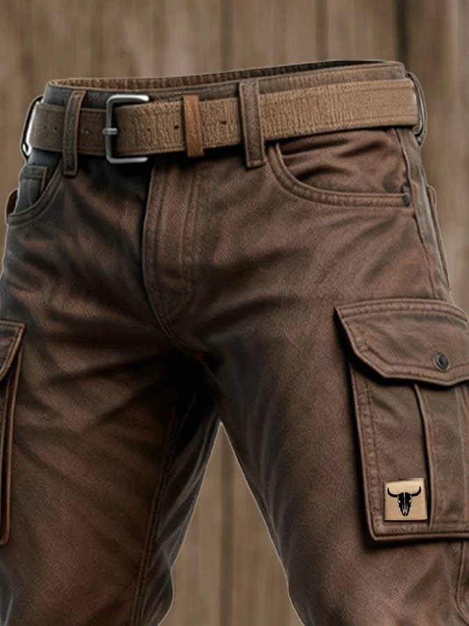 Florian | Herren Slim-Fit Tapered Cargohose Seitentaschen Bull-Patch