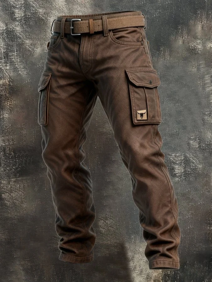 Florian | Herren Slim-Fit Tapered Cargohose Seitentaschen Bull-Patch