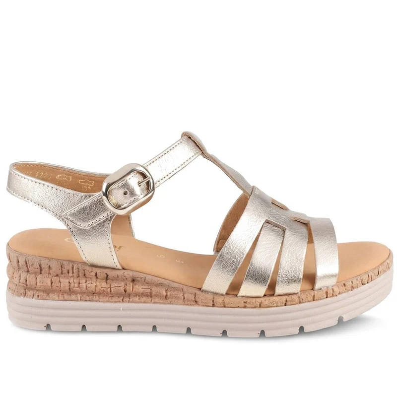 Gabor Leather Buckle Fasten Sandals - GABC44512 / 330 260 - Soft Gold
