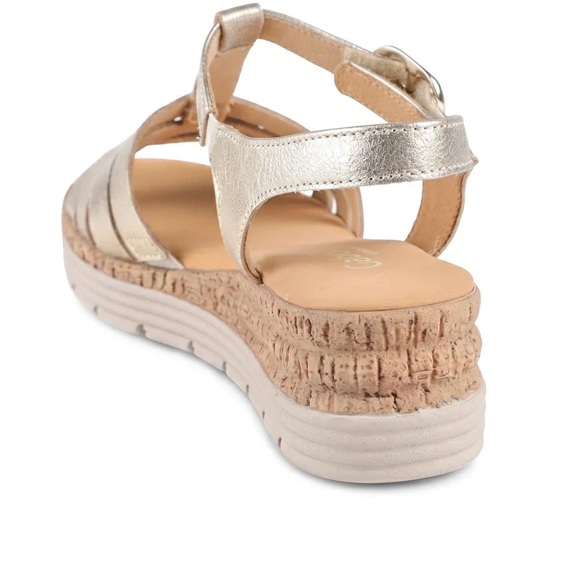 Gabor Leather Buckle Fasten Sandals - GABC44512 / 330 260 - Soft Gold