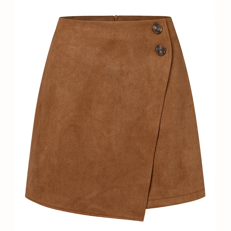 Damen asymmetrischer Rock aus Veloursleder