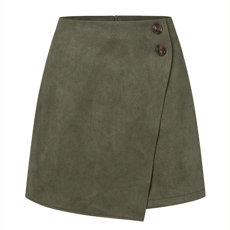 Damen asymmetrischer Rock aus Veloursleder