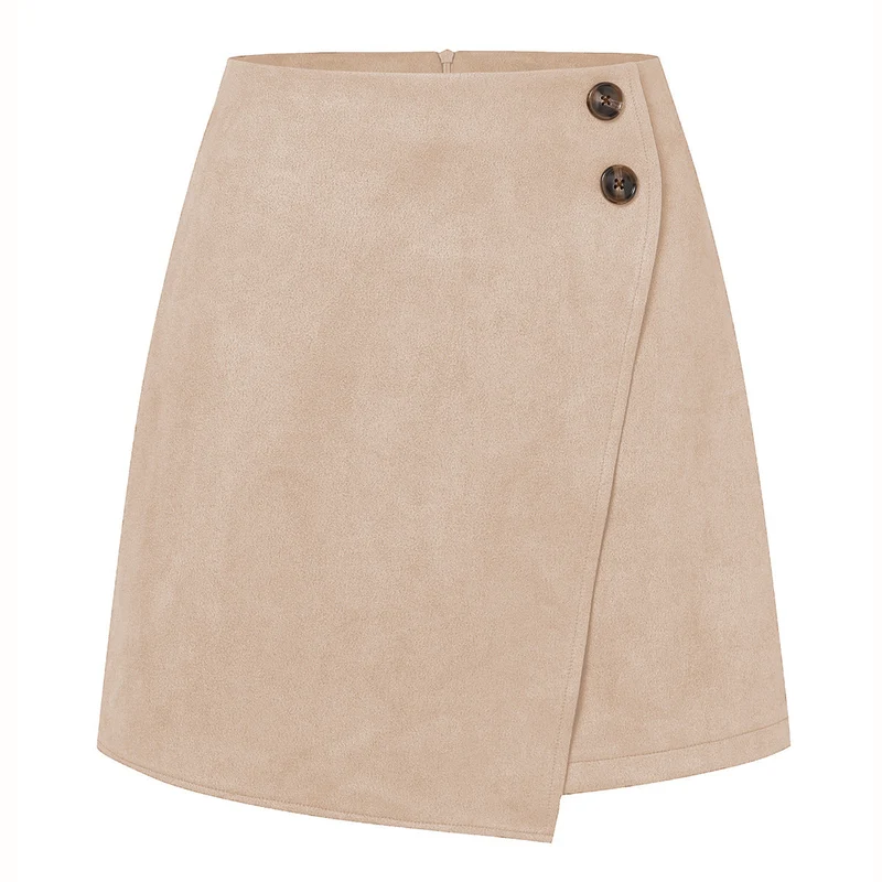 Damen asymmetrischer Rock aus Veloursleder