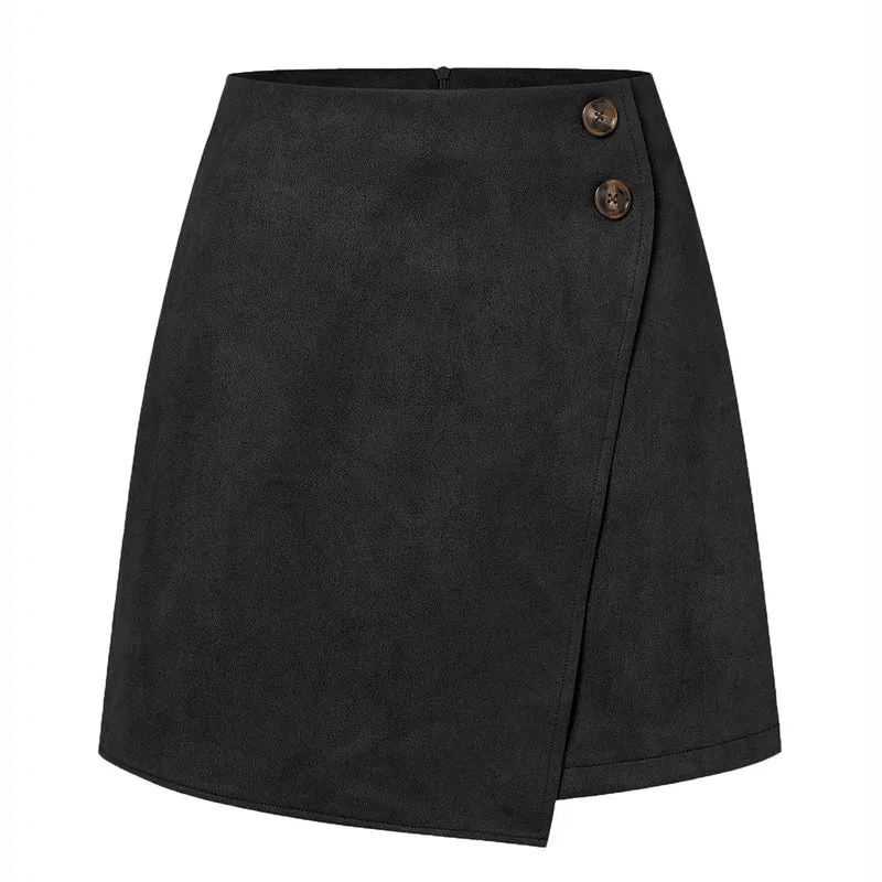 Damen asymmetrischer Rock aus Veloursleder