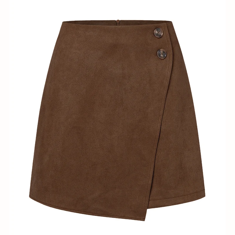 Damen asymmetrischer Rock aus Veloursleder