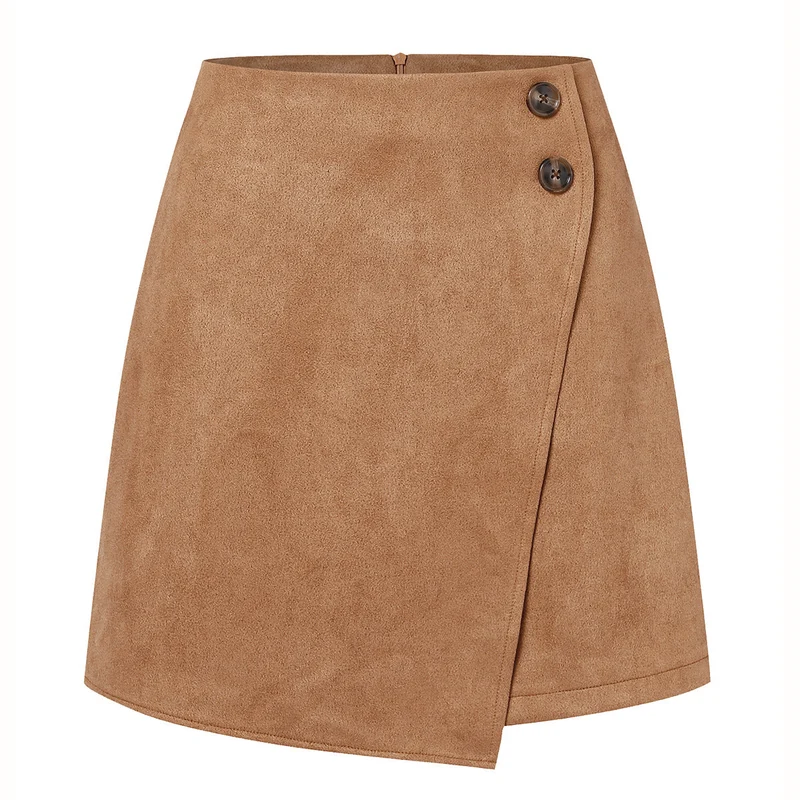 Damen asymmetrischer Rock aus Veloursleder