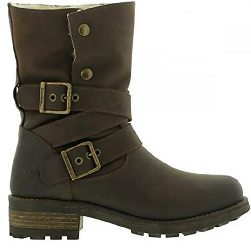 Oak & Hyde Damen-Bridge-Lederstiefel mit Halbfellfutter