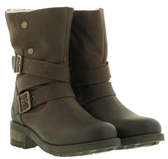 Oak & Hyde Damen-Bridge-Lederstiefel mit Halbfellfutter