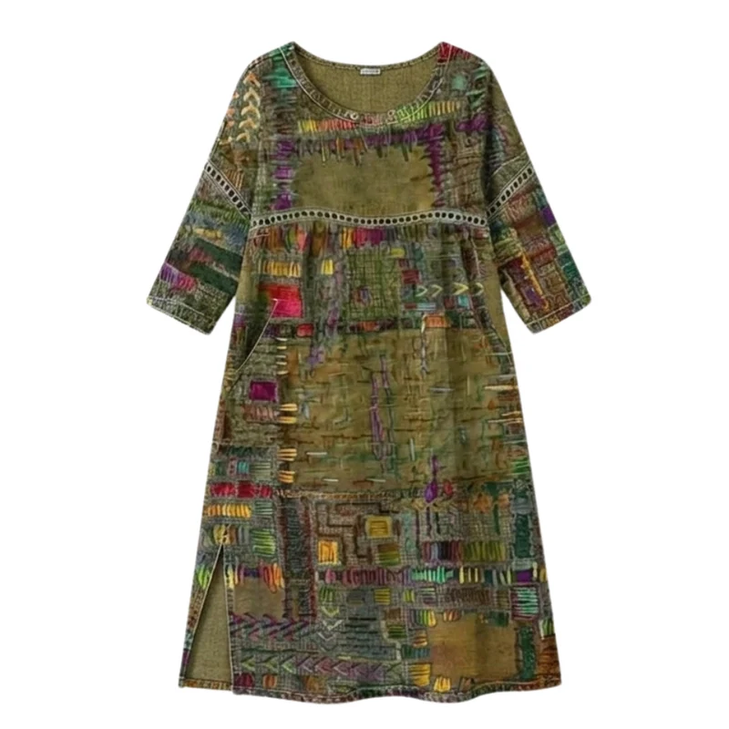 Damen Midi Kleid mit Taschen