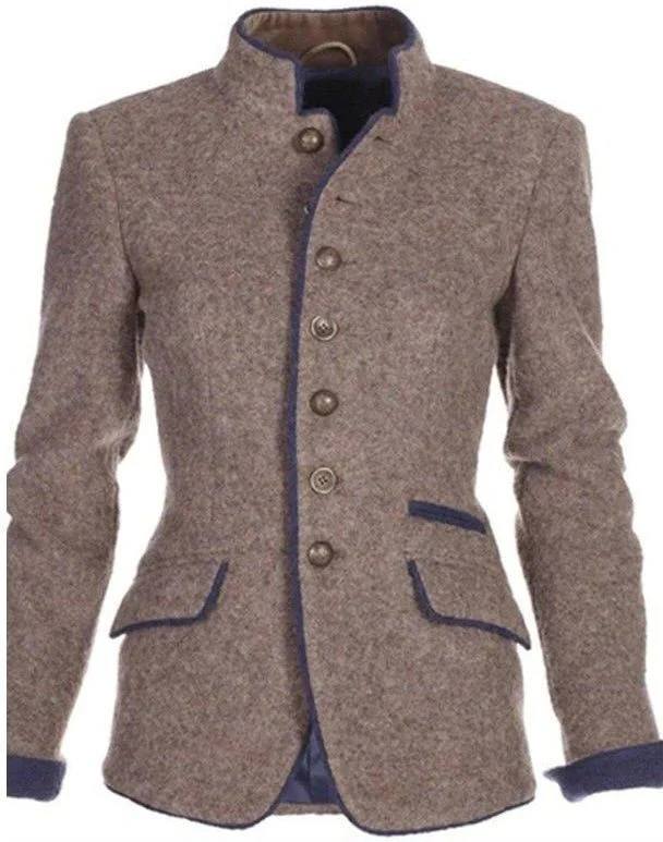 Damen Vintage Blazer mit Stehkragen
