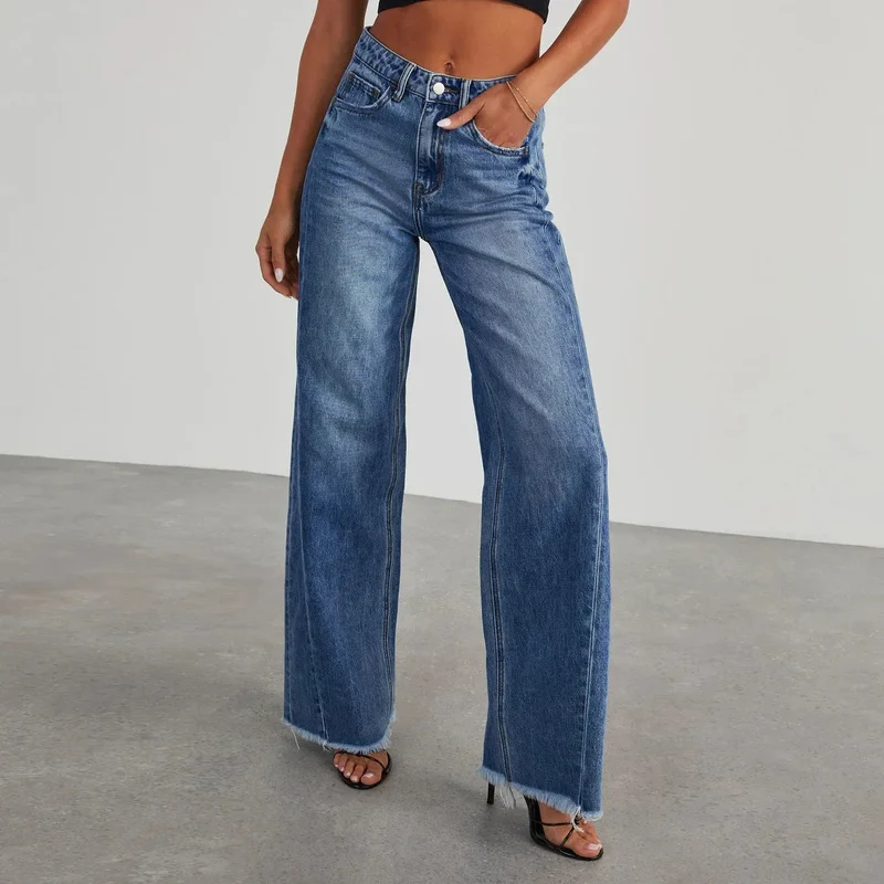 Damen Weitbein Jeans für Freizeit und City