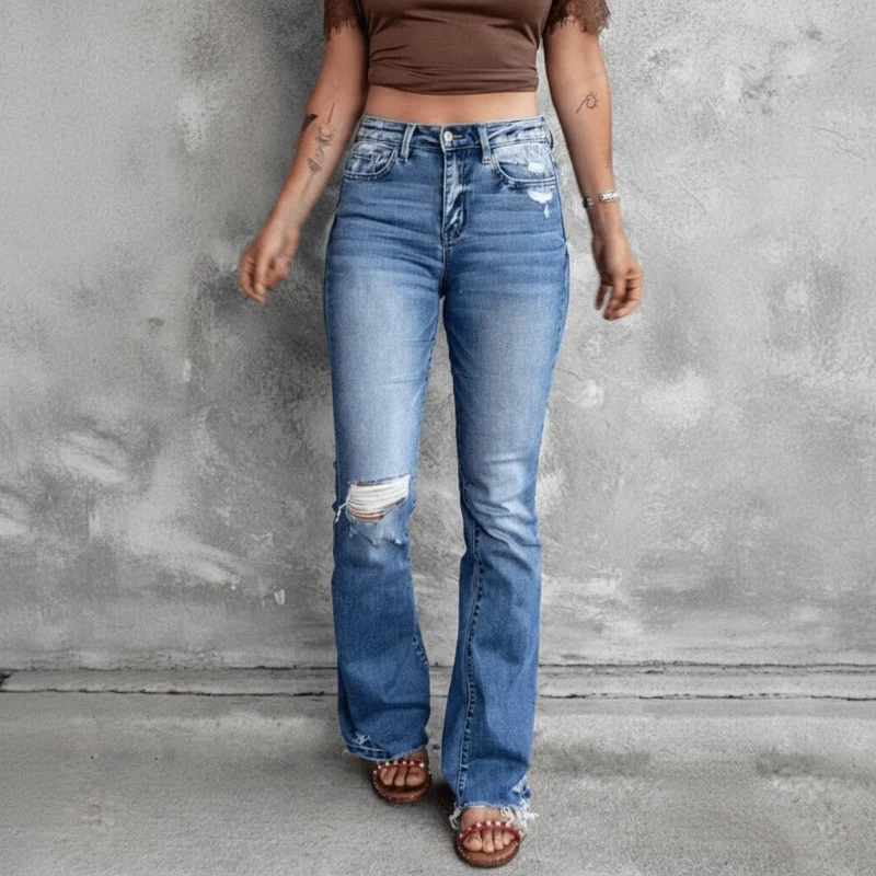 Damen Ripped High Waist Jeans
