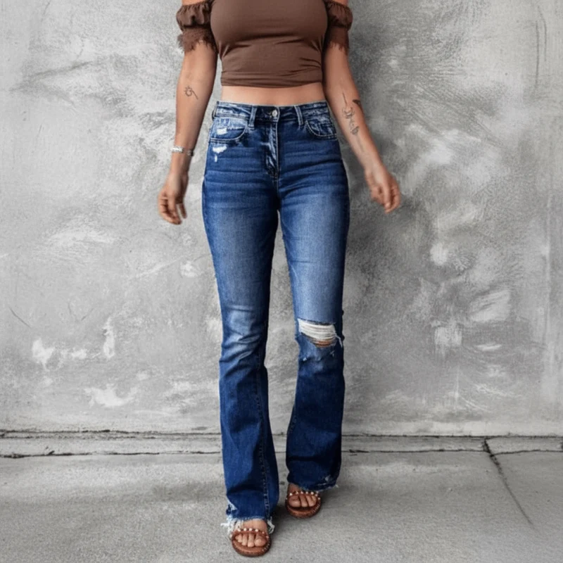 Damen Ripped High Waist Jeans