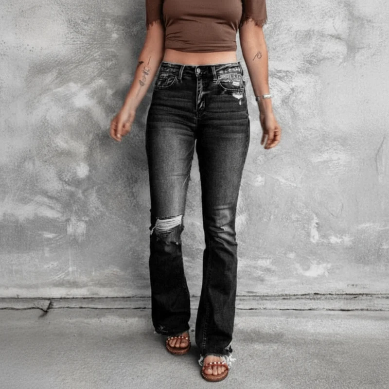 Damen Ripped High Waist Jeans