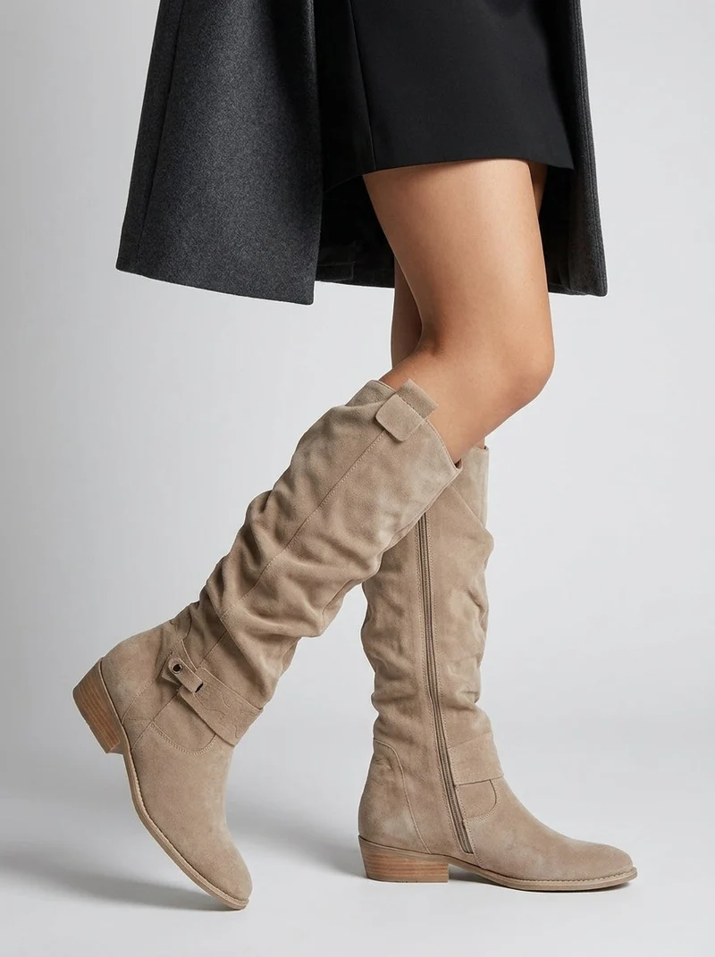 Serenya Damen Kniestiefel aus Veloursleder