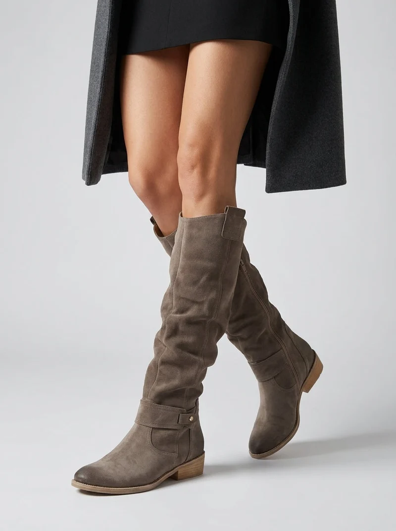 Serenya Damen Kniestiefel aus Veloursleder