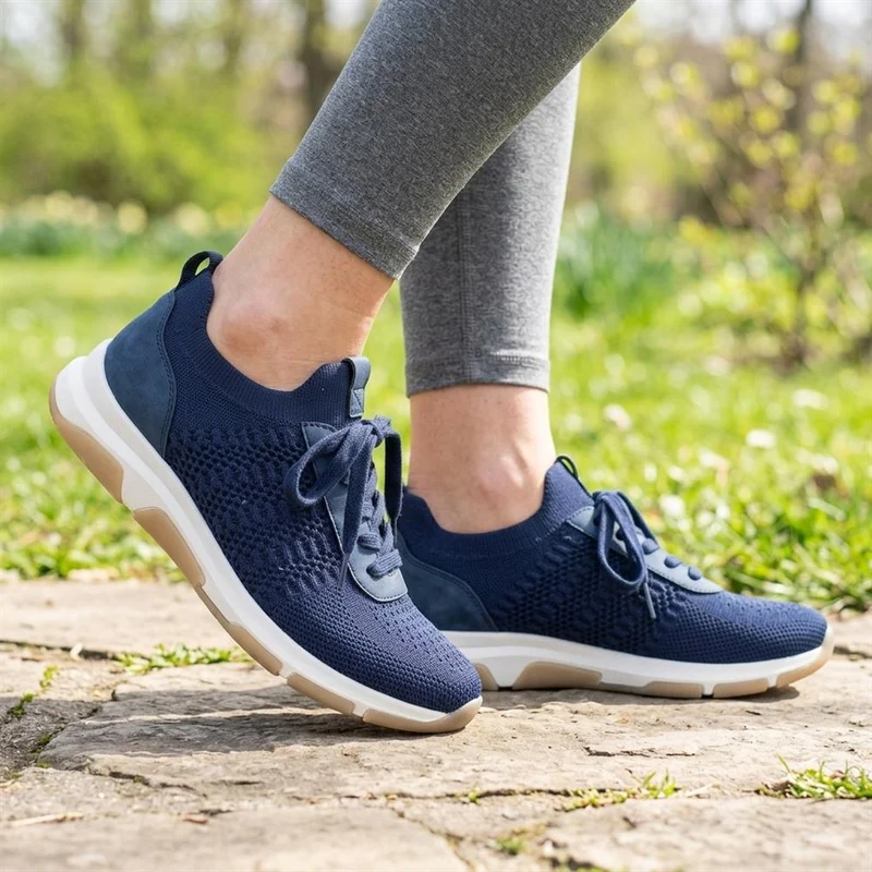 Breathable Lace Up Sporty Trainers - WBINS43070 / 329 264 - Navy