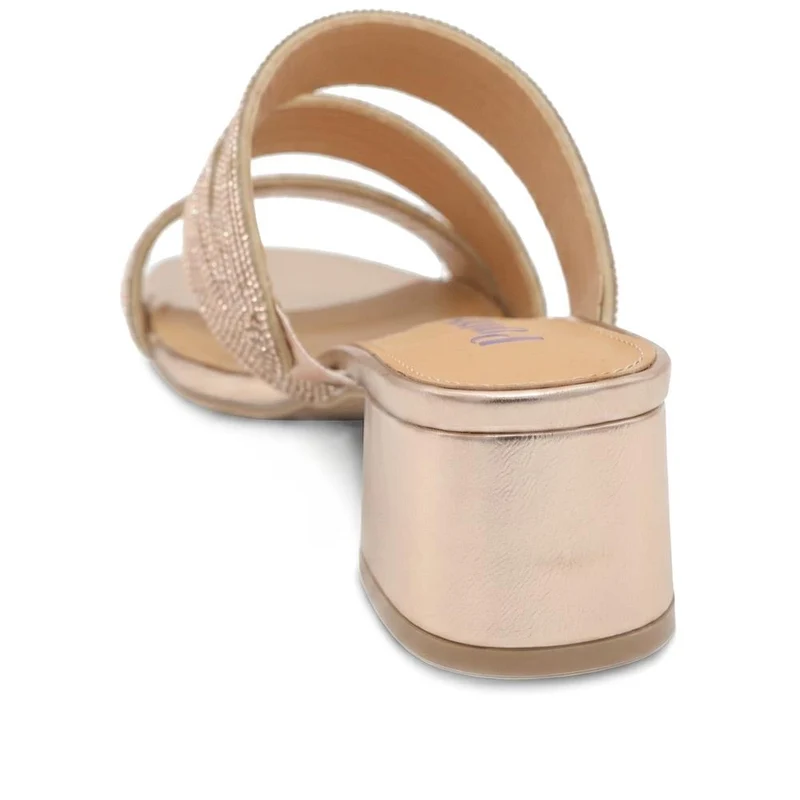 Diamante Block Heel Strappy Sandals - SANYI43000 / 329 142 - Rose Gold