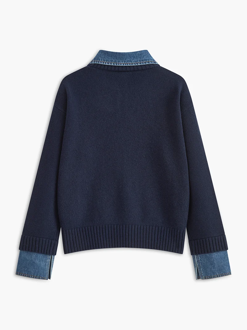Damen 2 in 1 Pullover mit Reverskragen