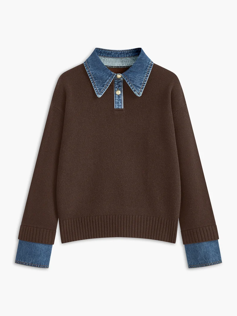 Damen 2 in 1 Pullover mit Reverskragen