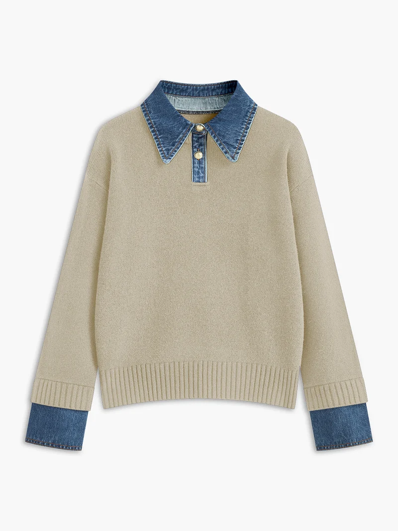 Damen 2 in 1 Pullover mit Reverskragen