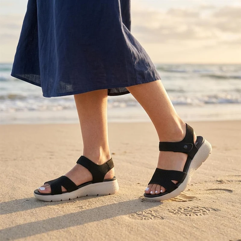 Pop Fasten Active Wedge Heel Sandals - BAIZH43025 / 329 329 - Black