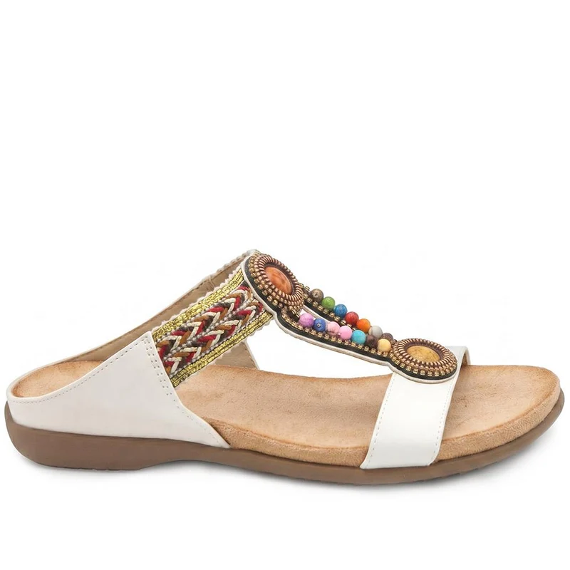 Beaded Lightweight Mule Sandals - BAIZH43012 / 329 166 - White