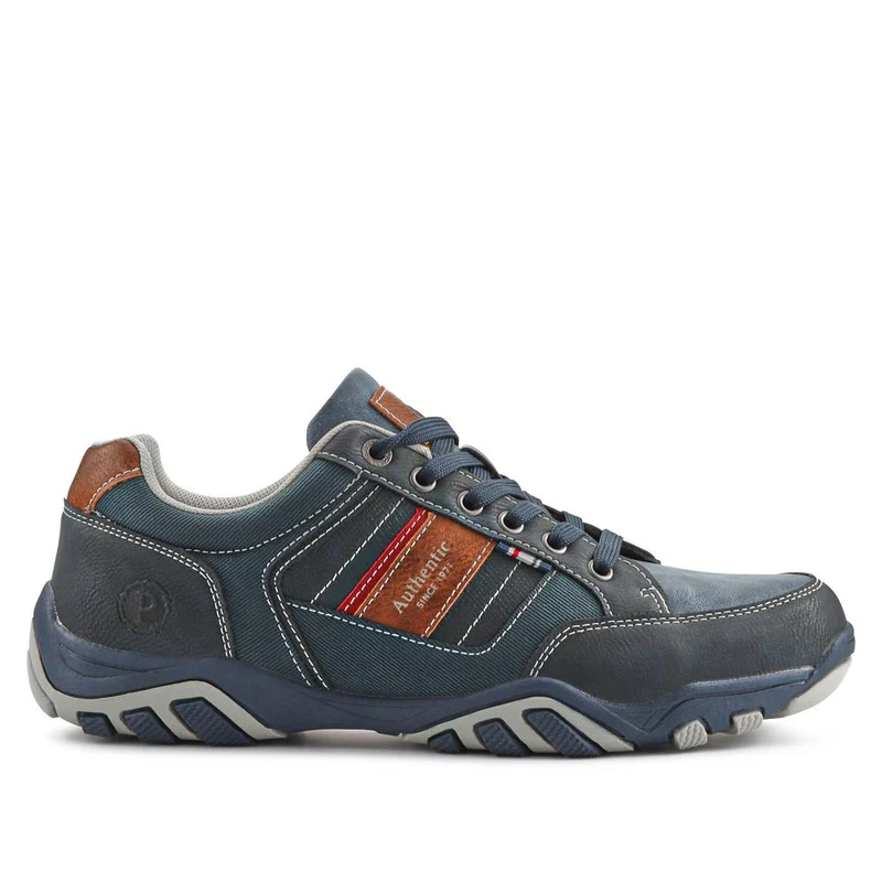 Wide Fit Lace Up Casual Trainers - VSHI40001 / 325 700 - Navy Multi