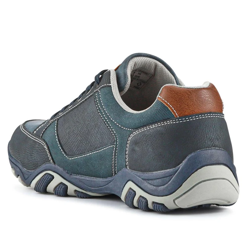 Wide Fit Lace Up Casual Trainers - VSHI40001 / 325 700 - Navy Multi