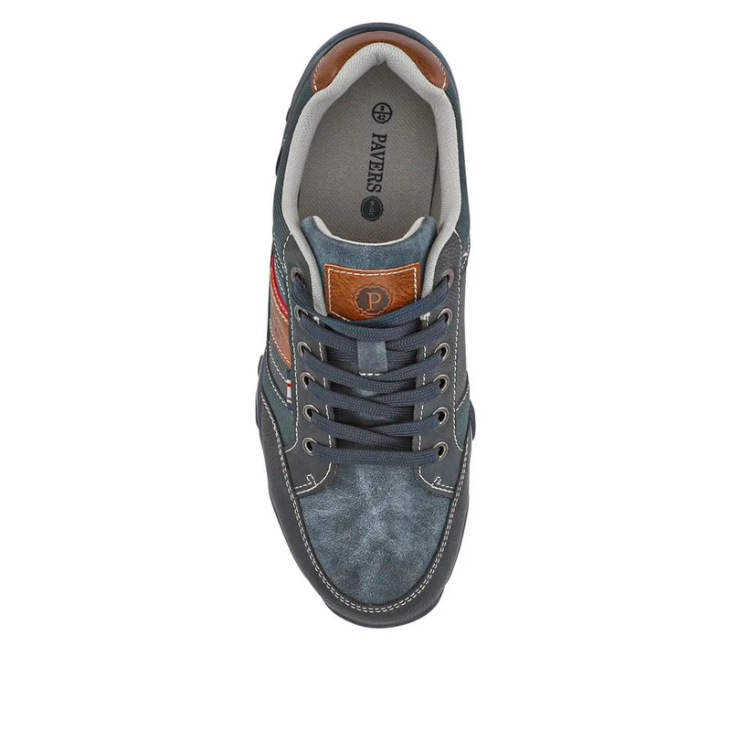 Wide Fit Lace Up Casual Trainers - VSHI40001 / 325 700 - Navy Multi