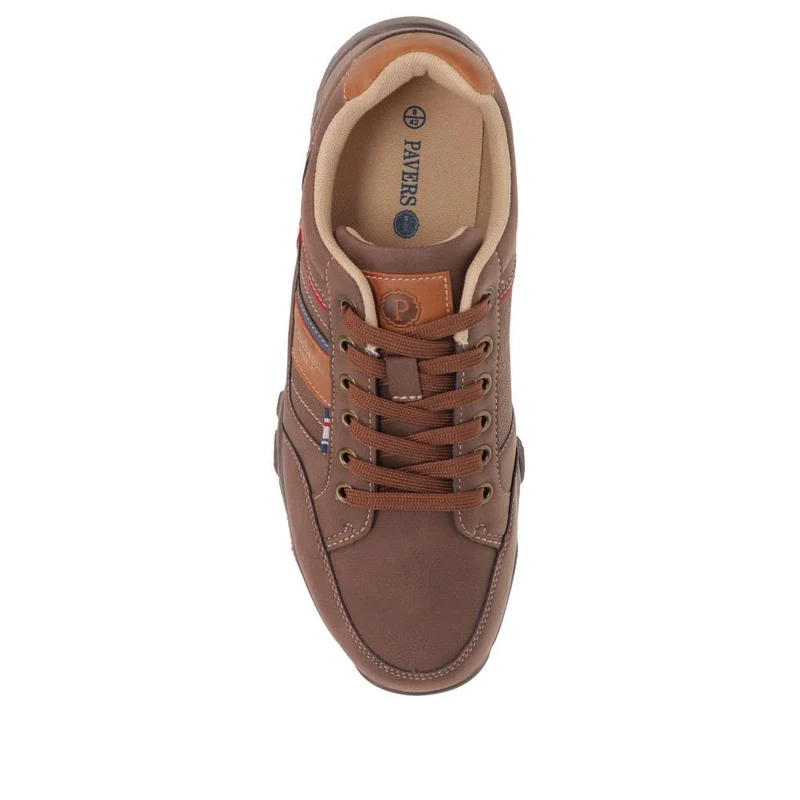 Wide Fit Lace Up Casual Trainers - VSHI40001 / 325 700 - Brown Multi