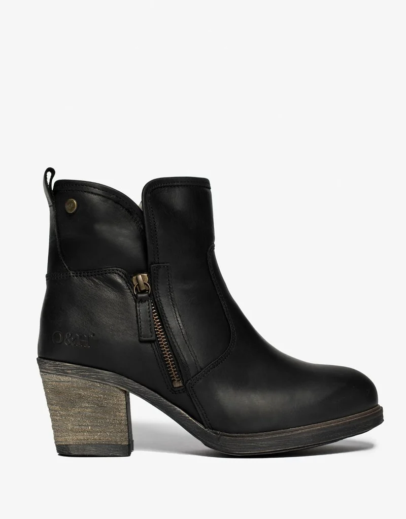 Oak & Hyde East Side Cesar Leder-Knöchelbuch für Damen – Schwarz