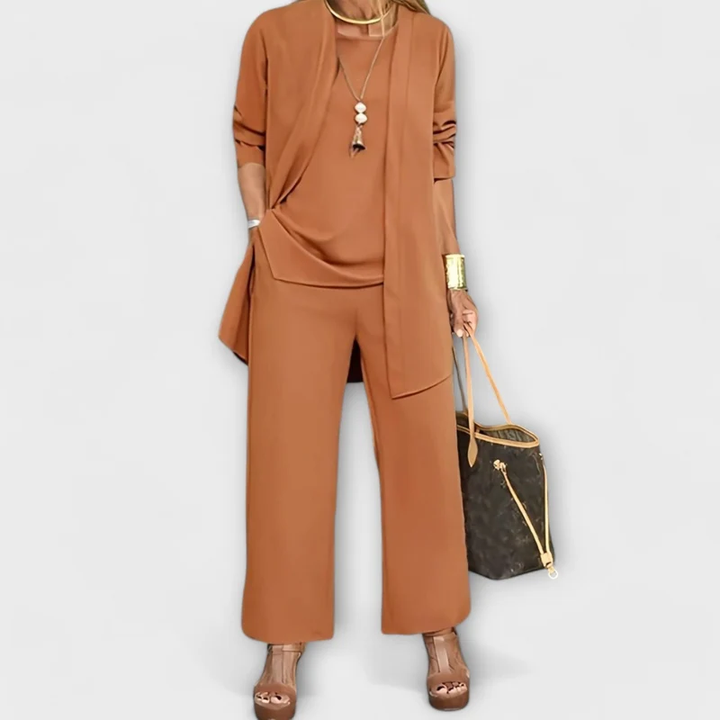 Damen dreiteiliges Set mit Weitbein Hose