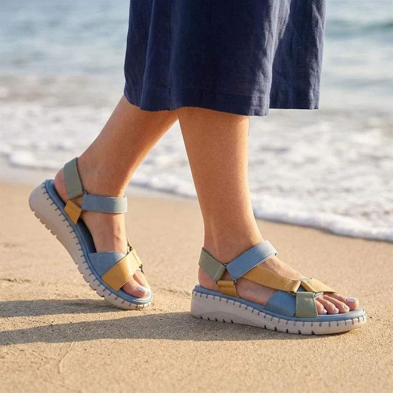 Adjustable Fastening Cushioning Sandals - BAIZH43044 / 329 310 - Blue Multi