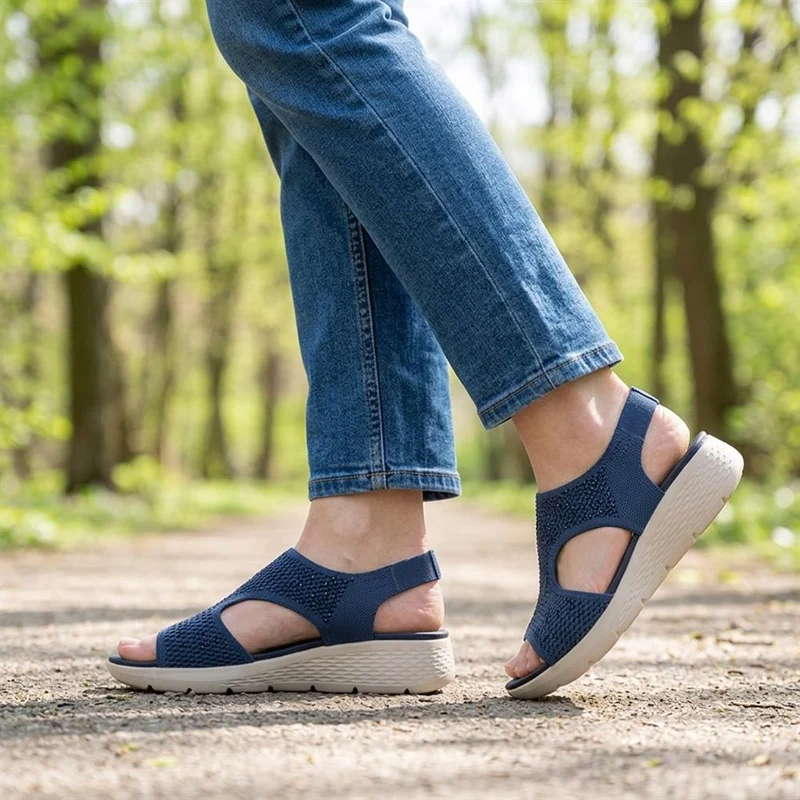 Wedge Heel Elasticated Fit Sandals - BAIZH43009 / 329 251 - Navy