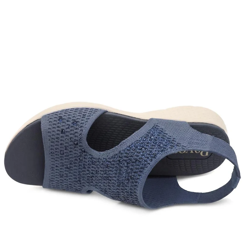 Wedge Heel Elasticated Fit Sandals - BAIZH43009 / 329 251 - Navy