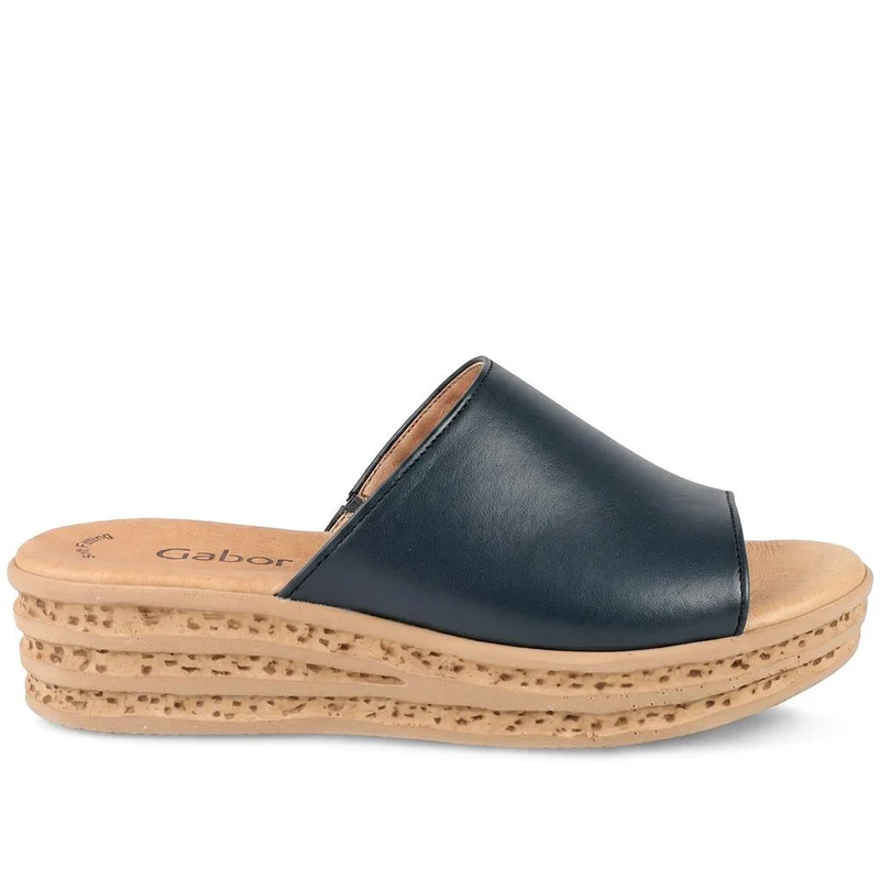 Gabor Leather Wedged Mule Sandals - GABC44507 / 330 262 - Black