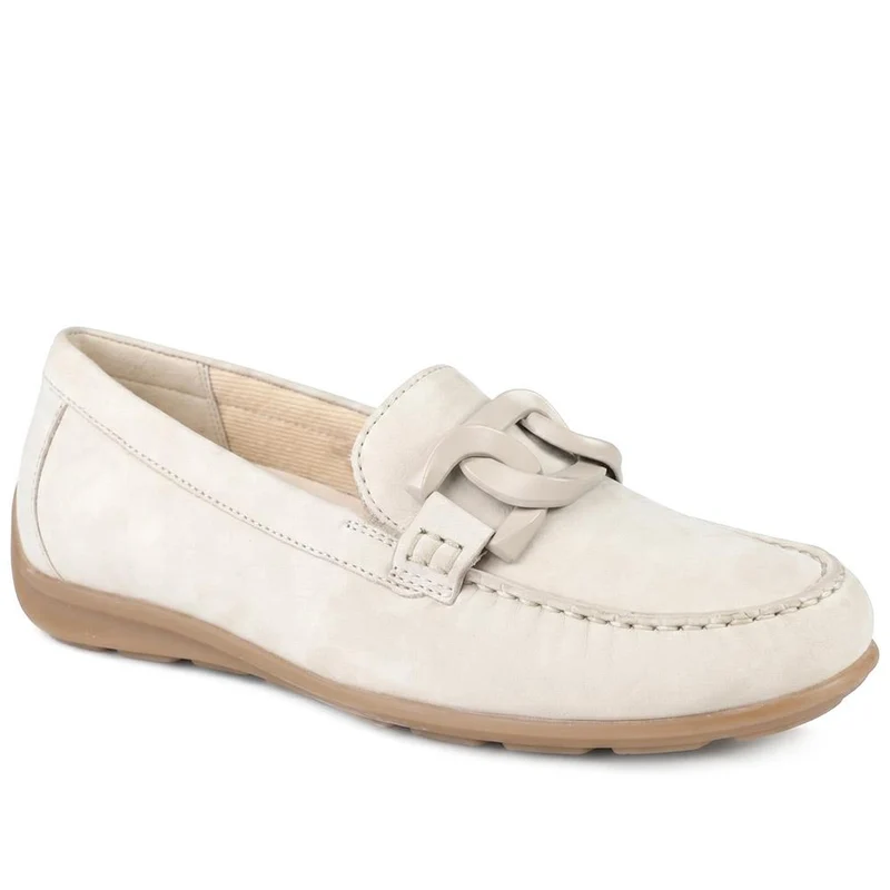 Gabor Wide Fit Leather Moccasins With Chain Detail - GABC44501 / 330 266 - Beige