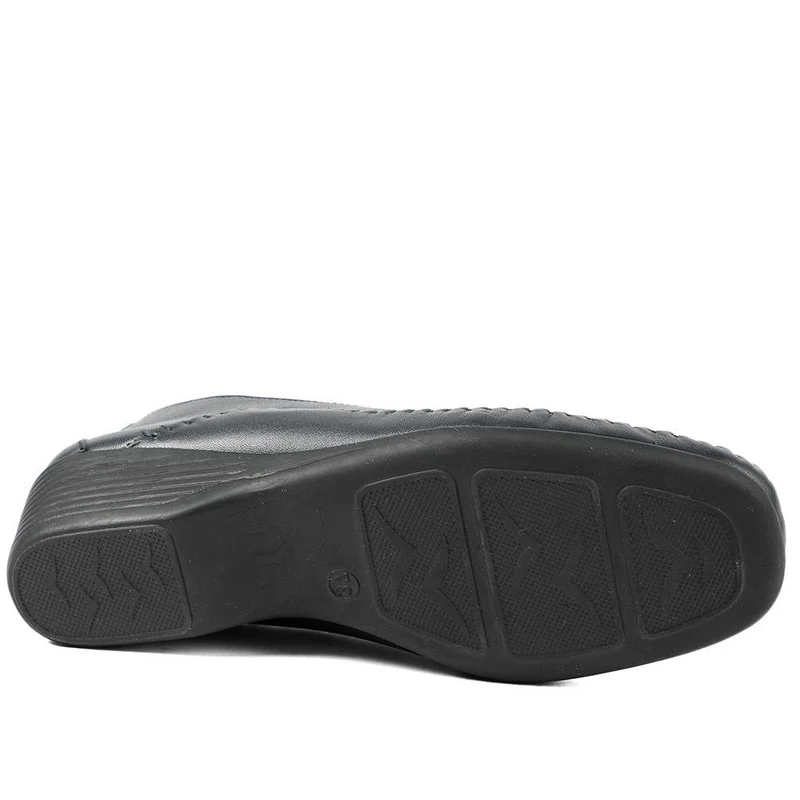 Leather Wedge Loafers - MOEN43004 / 329 555 - Navy