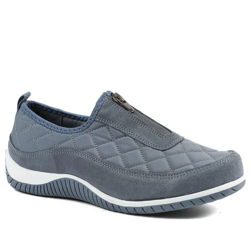 Wide Fit Leather Slip-On Shoes With Zip Fastening - BRK42019 / 328 406