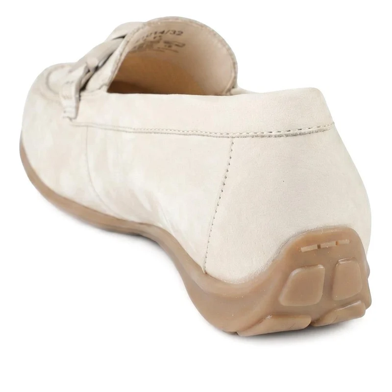 Gabor Wide Fit Leather Moccasins With Chain Detail - GABC44501 / 330 266 - Beige