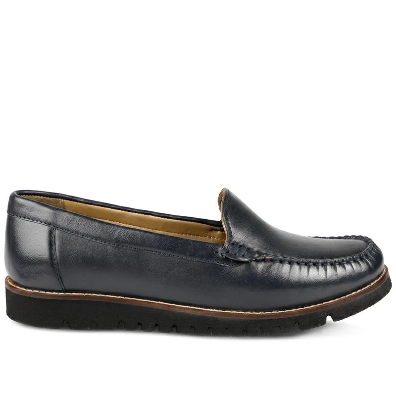 Casual Leather Moccasins - MOEN43007 / 329 557 - Navy