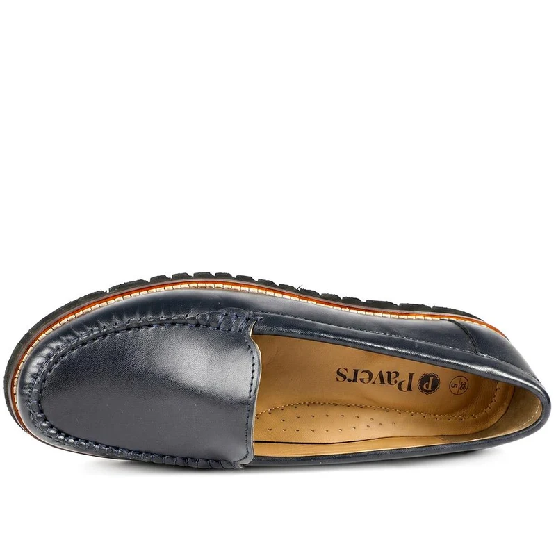 Casual Leather Moccasins - MOEN43007 / 329 557 - Navy