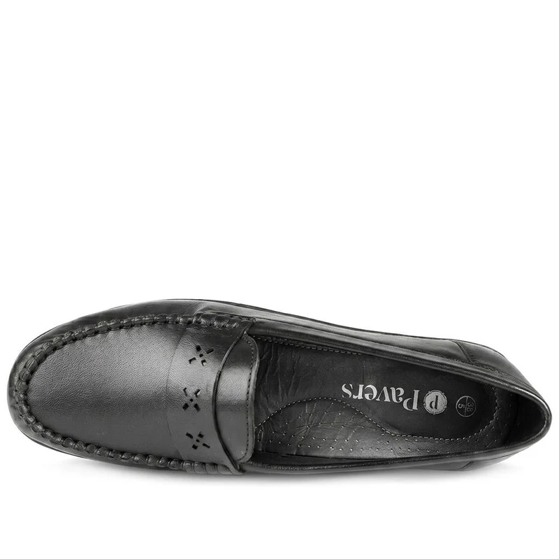 Leather Moccasins with Cut Out Strap - MOEN43002 / 329 554 - Black
