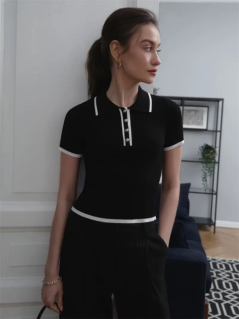 Eliana Damen Strickbluse mit Kragen