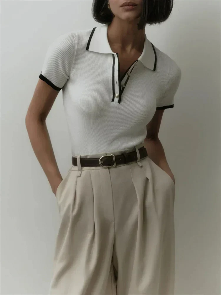Eliana Damen Strickbluse mit Kragen
