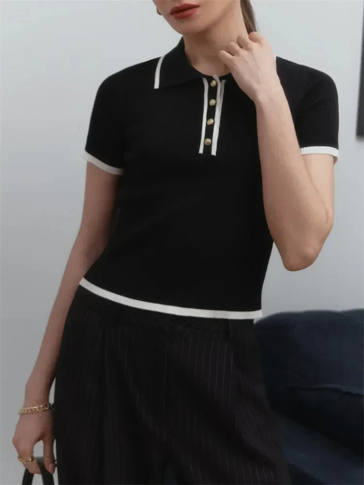 Eliana Damen Strickbluse mit Kragen
