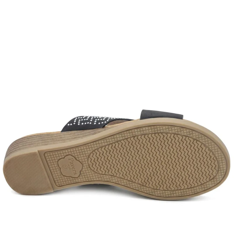 Wide Fit Cross Strap Mule Sandals - BAIZH43065 / 329 525 - Black