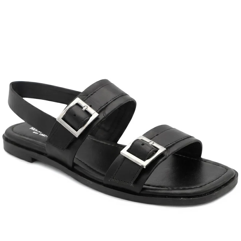 Haniya Leather Dual Buckle Fasten Sandals - HANIYA / 329 573